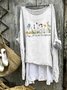 Small fresh wildflower comfortable casual cotton linen long sleeved dress