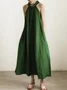 Vacation Plain linen-cotton Halter Maxi Dress