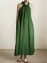 Vacation Plain linen-cotton Halter Maxi Dress