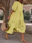 Casual Loose Solid Color Round Neck Three-Section Dress