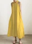 Vacation Plain linen-cotton Halter Maxi Dress