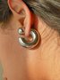 16k Gold Stainless Steel Front And Rear C-shaped Earrings Unique Design High-end Niche Titanium Steel Earrings