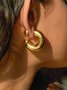 16k Gold Stainless Steel Front And Rear C-shaped Earrings Unique Design High-end Niche Titanium Steel Earrings