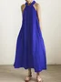 Vacation Plain linen-cotton Halter Maxi Dress