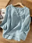 Loose Elegant Lotus Leaf Collar Plain Blouse