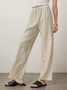 Casual Plain Straight linen-cotton Pants