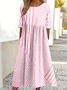 Crew Neck Loose Casual Multicolor Block Dress With No