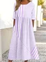 Crew Neck Loose Casual Multicolor Block Dress With No