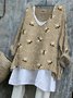 Women Animal V Neck Vintage Long Sleeve T-shirt
