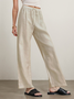 Casual Plain Straight linen-cotton Pants