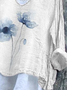 Women's Long Sleeve Blouse Spring/Fall White Floral Printing V Neck Daily Going Out Casual Top