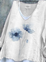 Women's Long Sleeve Blouse Spring/Fall White Floral Printing V Neck Daily Going Out Casual Top