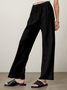 Casual Plain Straight linen-cotton Pants