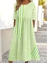 Crew Neck Loose Casual Multicolor Block Dress With No