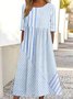 Crew Neck Loose Casual Multicolor Block Dress With No