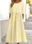 Crew Neck Loose Casual Multicolor Block Dress With No