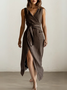 Cotton And Linen Linen Regular Fit Plain Dress