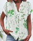 Women's Short Sleeve Shirt Summer Black Floral Buckle V Neck Daily Going Out Casual Top