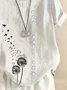 Women's Short Sleeve Shirt Summer White Floral Printing Crew Neck Daily Going Out Casual Top