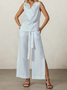 Linen Casual Plain linen-cotton Blouse