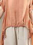 Linen Casual Plain Crew Neck linen-cotton Blouse