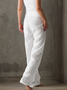 Casual Plain Asymmetric Straight linen-cotton Pants