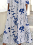 Women's Short Sleeve Summer White Floral Printing Crew Neck Daily Going Out Casual Maxi H-Line Shift Dress Dress