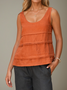 Linen Casual Plain Crew Neck linen-cotton Tank Top