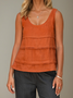 Linen Casual Plain Crew Neck linen-cotton Tank Top