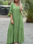 Casual Plain V Neck Maxi Dress