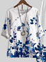 Women's Printing Floral Daily Going Out Two-Piece Set White Casual Summer Top With Pants Matching Set