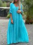 Casual Plain V Neck Maxi Dress