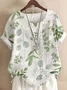 Women's Short Sleeve Shirt Summer White Floral Printing Crew Neck Daily Going Out Casual Top