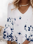 Women's Half Sleeve Summer White Floral Printing V Neck Daily Going Out Casual Midi H-Line Classic Dress