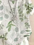 Women's Short Sleeve Shirt Summer White Floral Printing Crew Neck Daily Going Out Casual Top