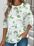 Women Floral Crew Neck Casual Long Sleeve T-shirt