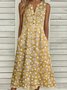 Casual Notched Floral Loose Dress With No