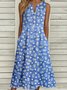 Casual Notched Floral Loose Dress With No