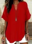Loose Shawl Collar Cotton Simple Blouse