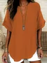 Loose Shawl Collar Cotton Simple Blouse