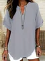 Loose Shawl Collar Cotton Simple Blouse