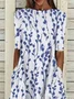 Women's Floral Print Round Neck Everyday Long Casual Shift Dress