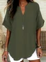 Loose Shawl Collar Cotton Simple Blouse
