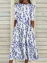 Women's Floral Print Round Neck Everyday Long Casual Shift Dress
