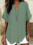 Loose Shawl Collar Cotton Simple Blouse
