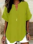 Loose Shawl Collar Cotton Simple Blouse