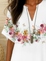 Women's Floral Print Casual V-Neck Short Sleeve Shirt