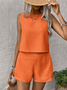 Women's Plain Daily Going Out Two-Piece Set Apricot Casual Summer Top With Pants Matching Set