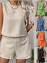 Women's Plain Daily Going Out Two-Piece Set Apricot Casual Summer Top With Pants Matching Set