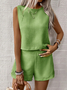 Women's Plain Daily Going Out Two-Piece Set Apricot Casual Summer Top With Pants Matching Set